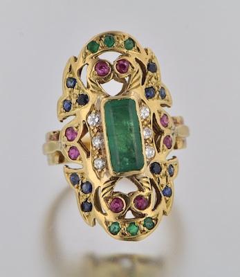 An 18k Yellow Gold and Gemstone