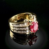 AN 18K YELLOW GOLD, RUBY, AND