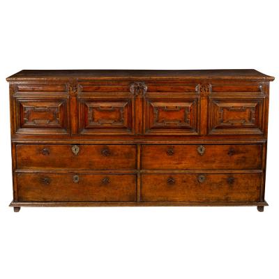 An 18th Century oak mule chest, the