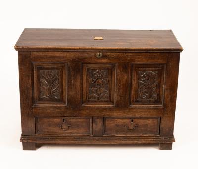 An 18th Century oak mule chest,