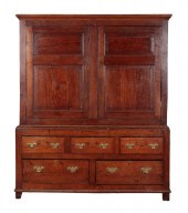 AN 18TH CENTURY PANELLED OAK H