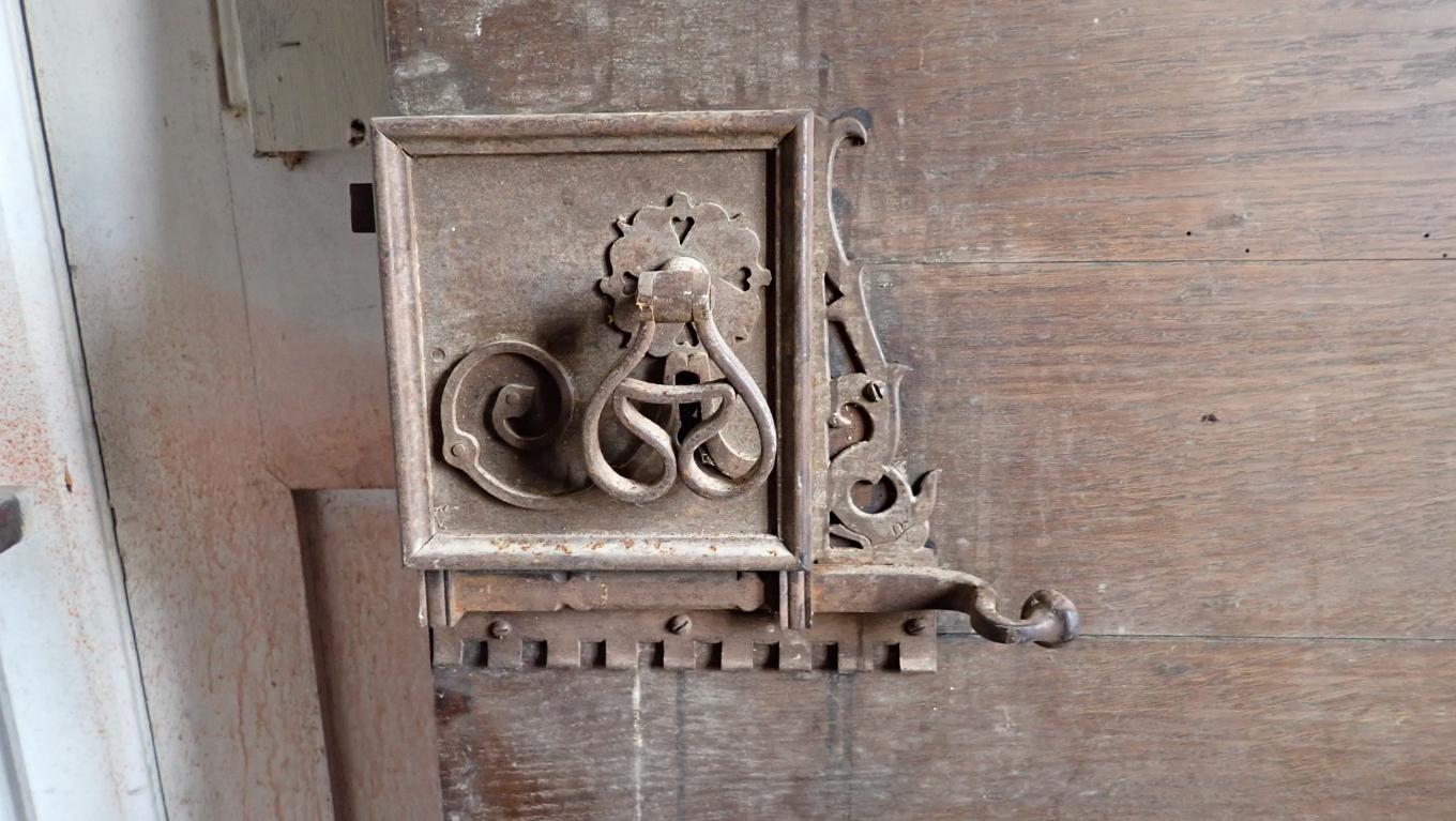 AN 18TH CENTURY STEEL LOCK fitted