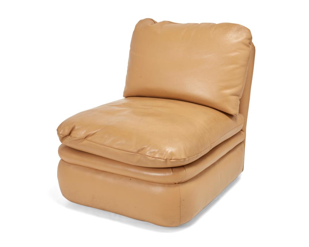 AN A. RUDIN LEATHER SLIPPER CHAIRAn
