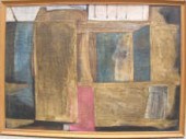 An abstract mixed media signed
