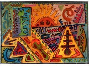 An abstract on wood panel by