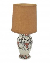 AN ACOMA POTTERY TABLE LAMPAn