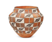 AN ACOMA PUEBLO POLYCHROME POT