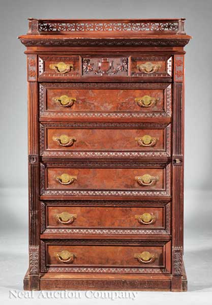 An Aesthetic Carved and Burl Walnut