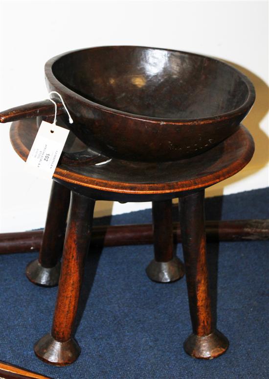 An African carved wood bowl with