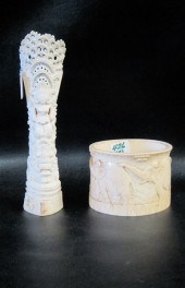 AN AFRICAN IVORY CARVED BOWL A