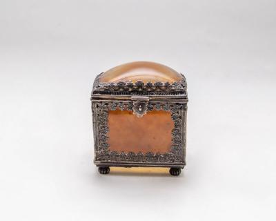 An agate and white metal mounted