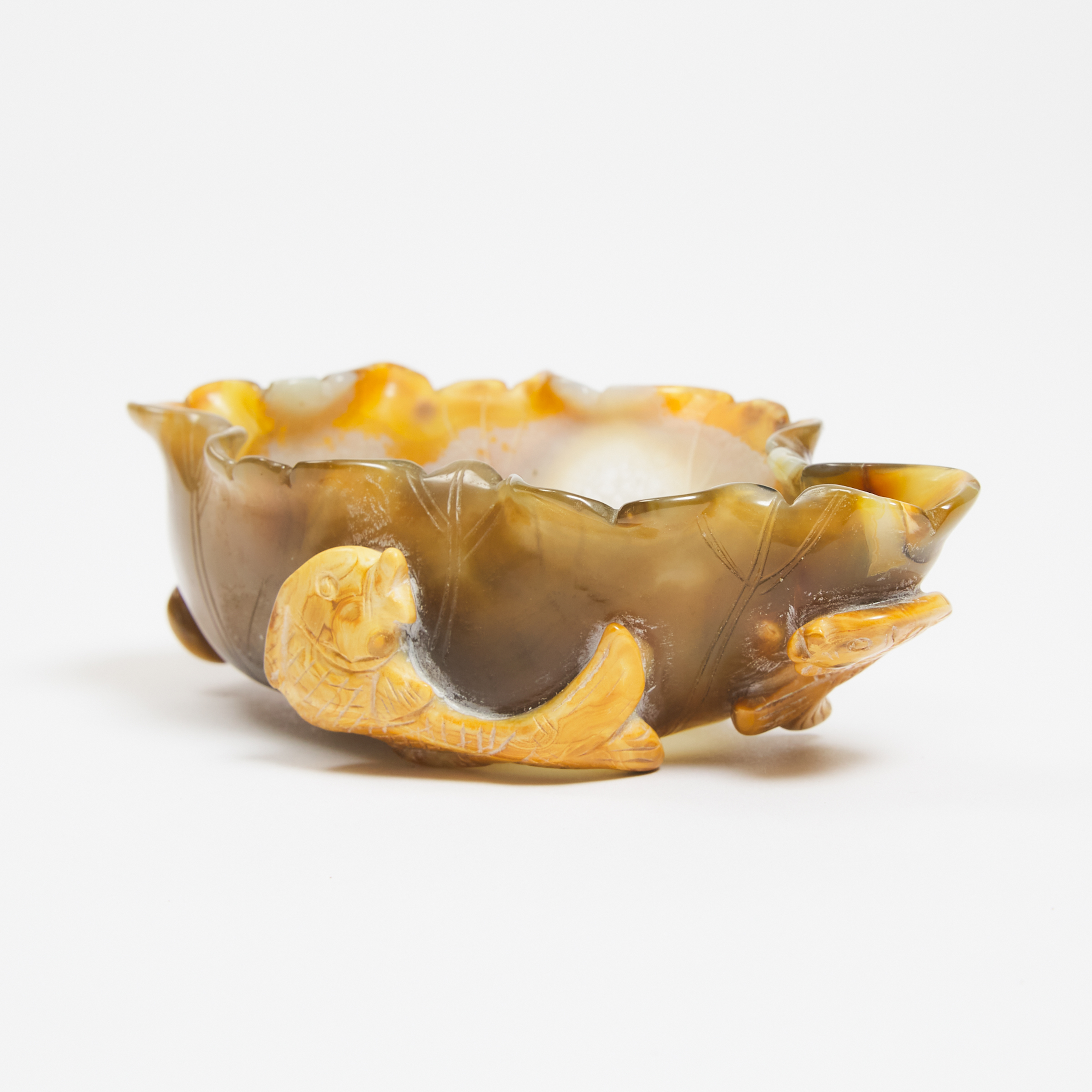 An Agate 'Carps and Lotus'