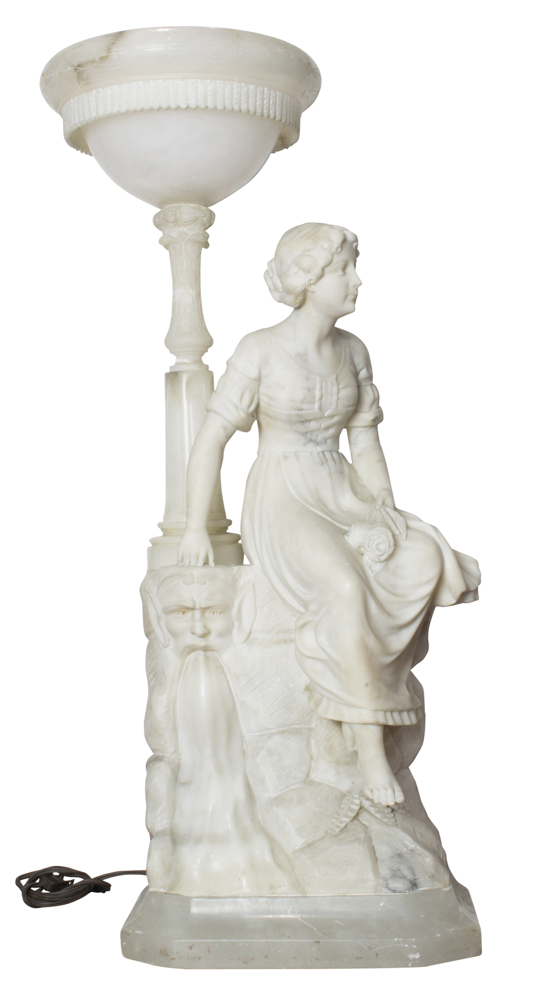 AN ALABASTER AND MARBLE FIGURAL