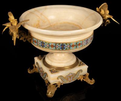 An alabaster, gilt bronze and