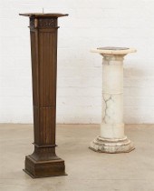 AN ALABASTER PEDESTAL AND A BR
