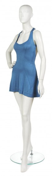 An Alaia Blue Knit Halter Dres
