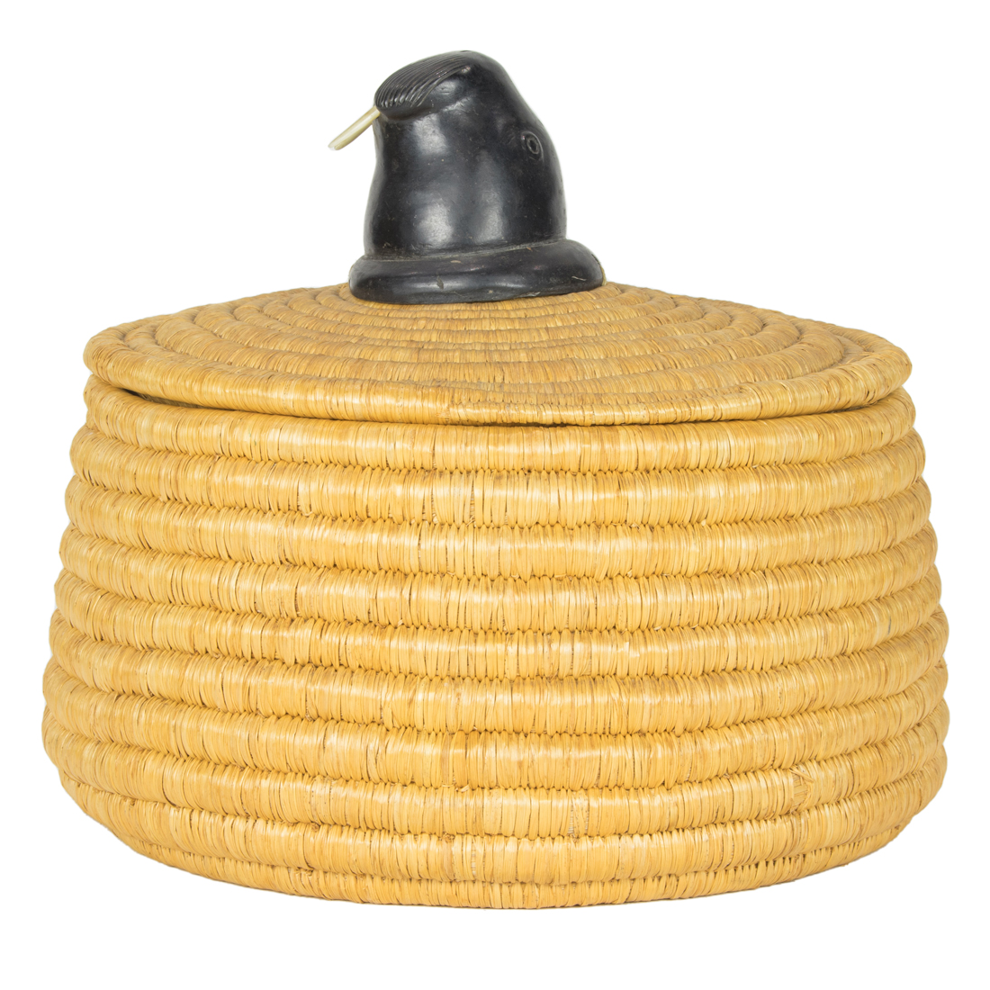 AN ALASKAN INUIT COIL BASKET