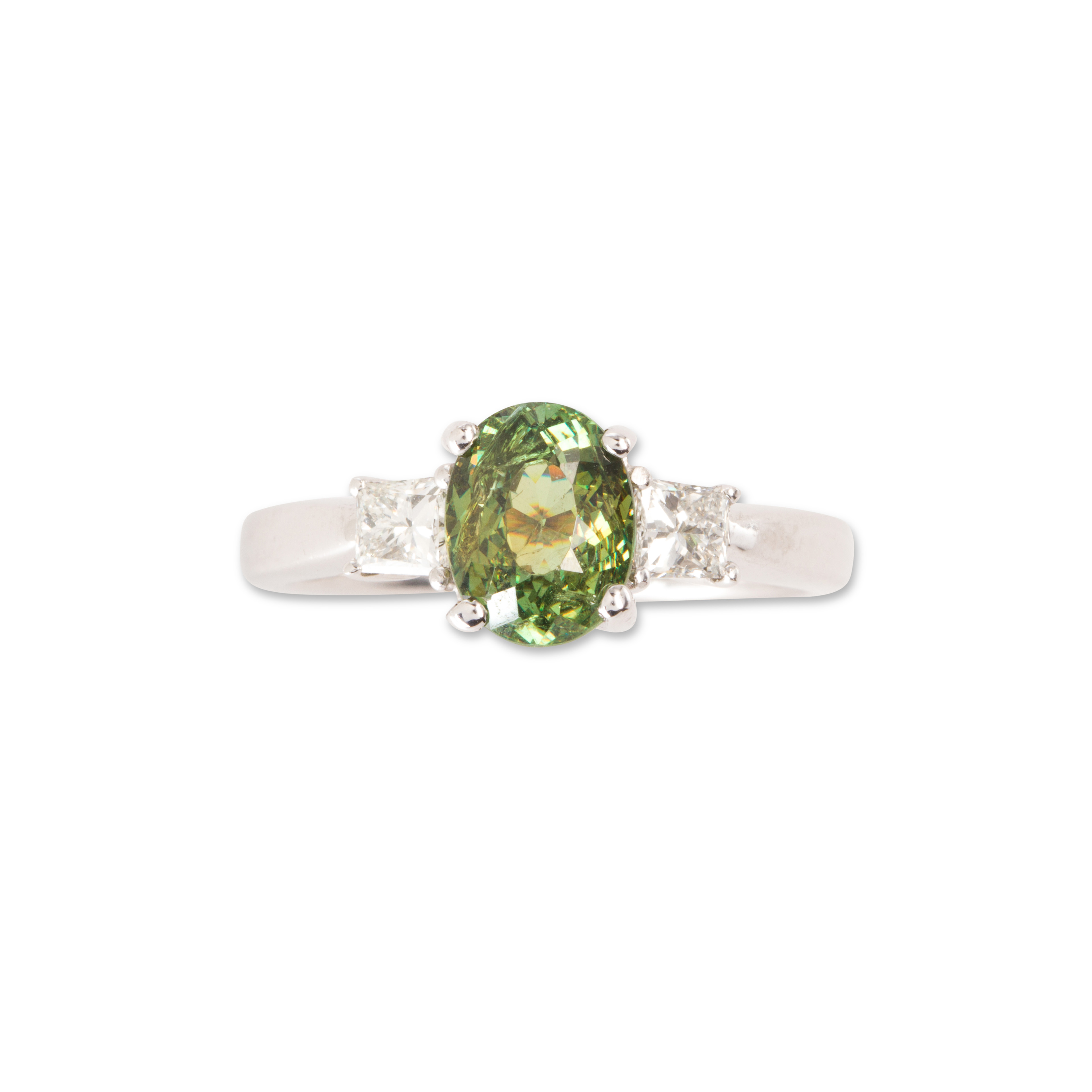 AN ALEXANDRITE, DIAMOND AND