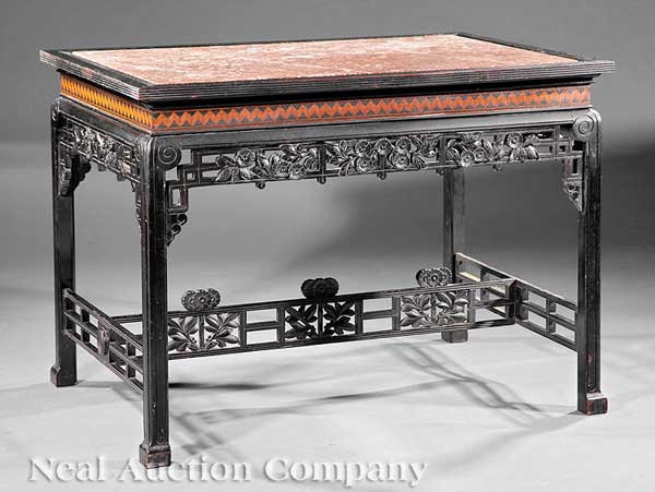 An American Aesthetic Carved Inlaid