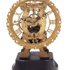 An American Brass Skeleton Clock