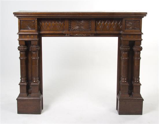 An American Carved Oak Mantel