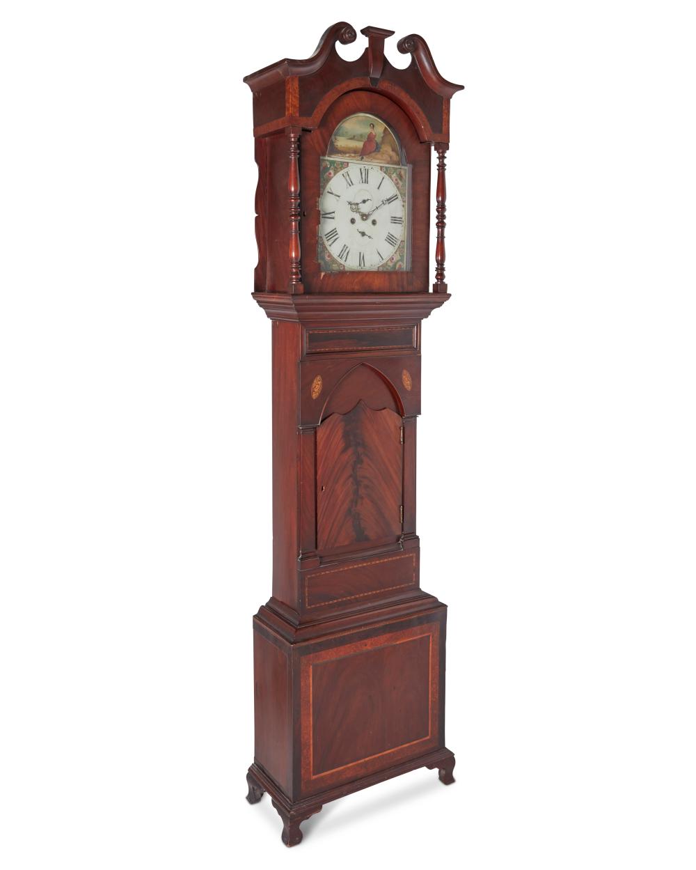 AN AMERICAN CARVED WOOD TALL CASE