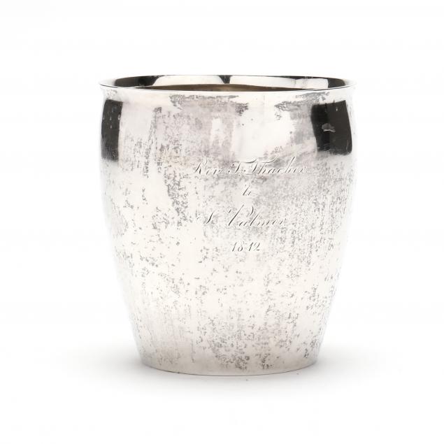 AN AMERICAN COIN SILVER BEAKER,