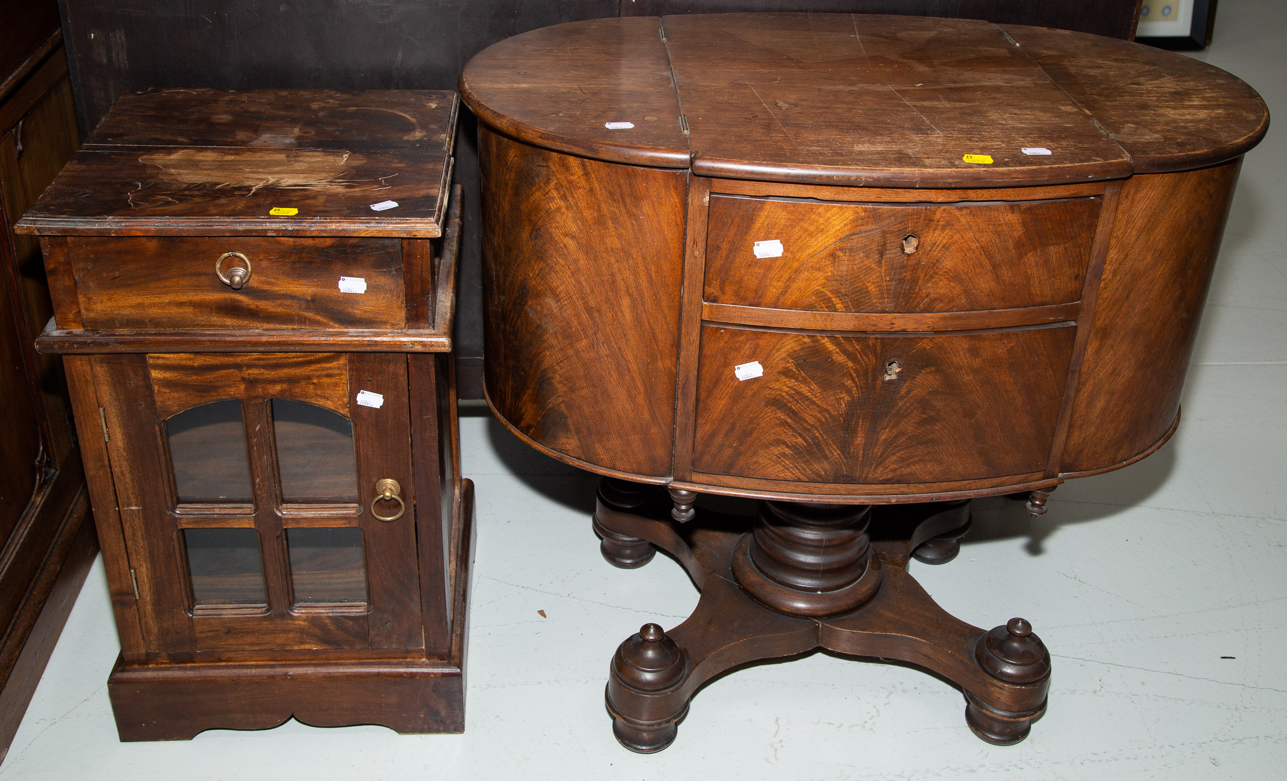 AN AMERICAN EMPIRE SEWING STAND & A