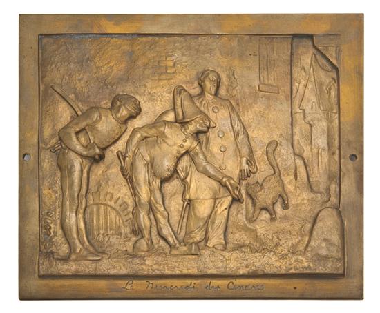 An American Gilt Bronze Plaque