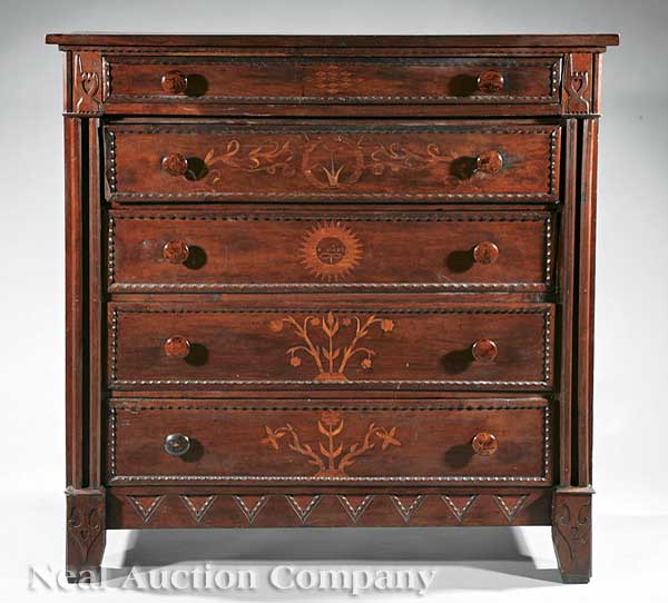 An American Inlaid Cherrywood "Folk