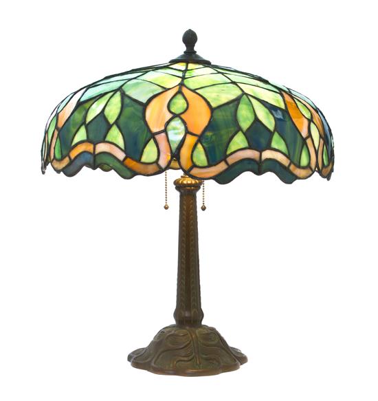 An American Leaded Glass Lamp the