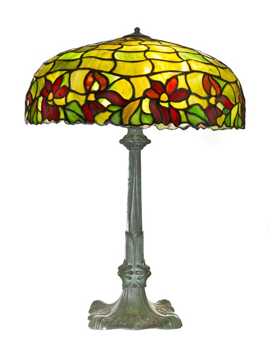 An American Leaded Glass Lamp the