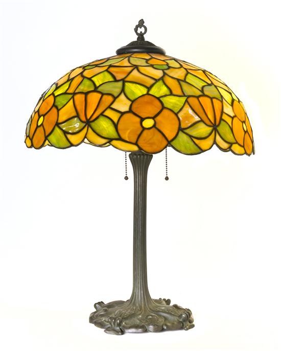 An American Leaded Glass Lamp the