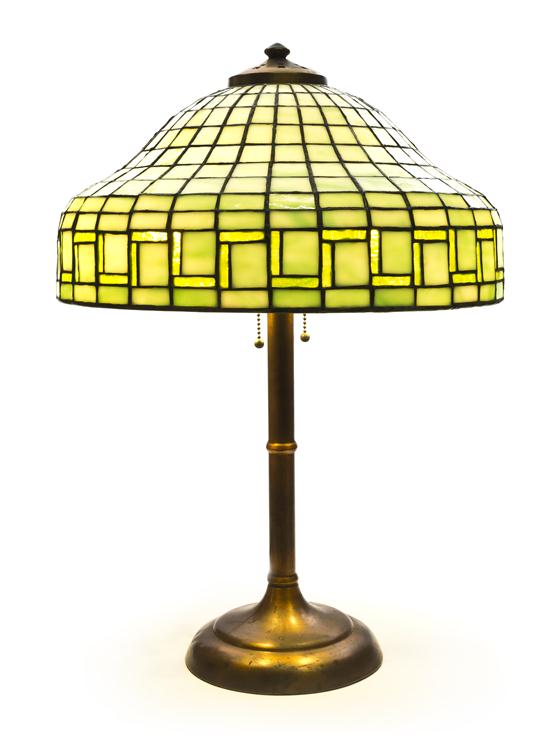 An American Leaded Glass Lamp the