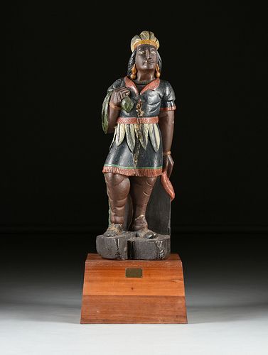 AN AMERICAN PAINTED AND CARVED WOOD