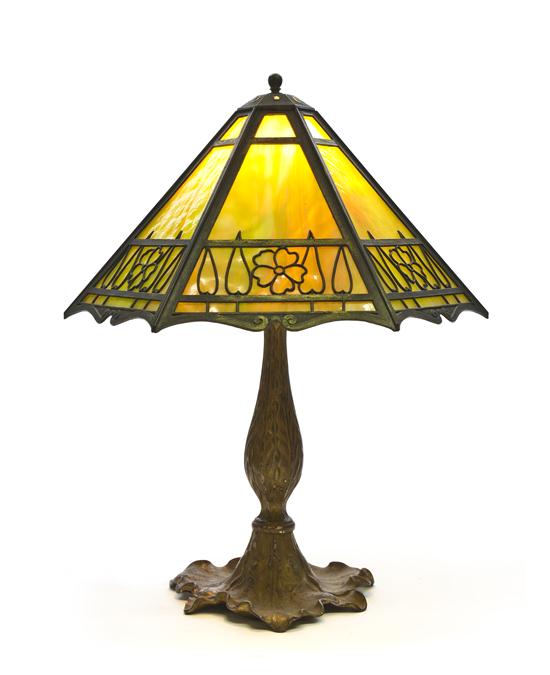 An American Panel Glass Lamp