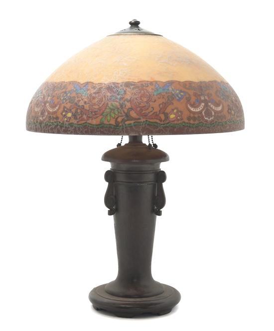An American Reverse Painted Lamp