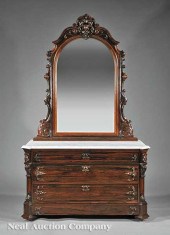 An American Rococo Carved Rose