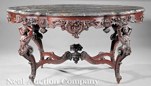 An American Rococo Carved Walnut