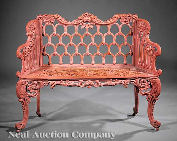 An American Rococo Cast Iron Settee