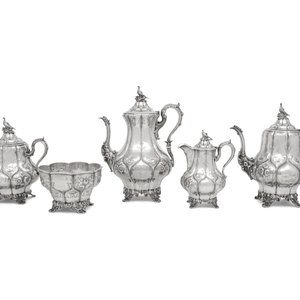 An American Silver Five-Piece Tea