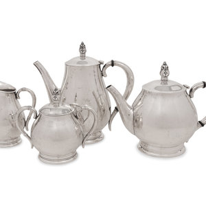 An American Silver Four-Piece Tea