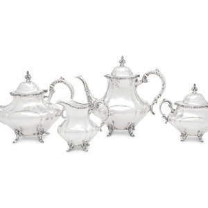 An American Silver Four-Piece Tea