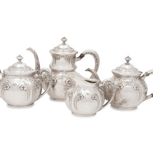An American Silver Four-Piece Tea