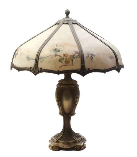 * An American Slag Glass Lamp the