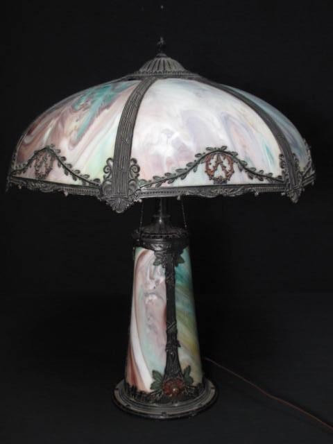 An American slag glass lamp early