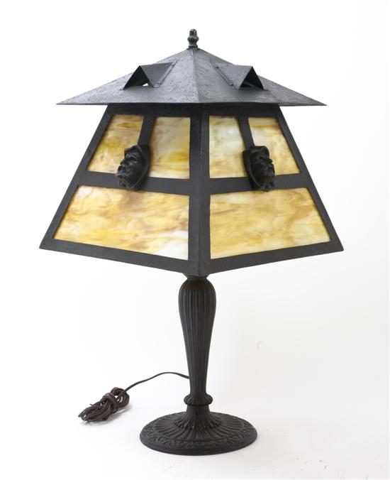 An American Slag Glass Table Lamp