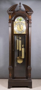 AN AMERICAN TALL CASE FLOOR CL