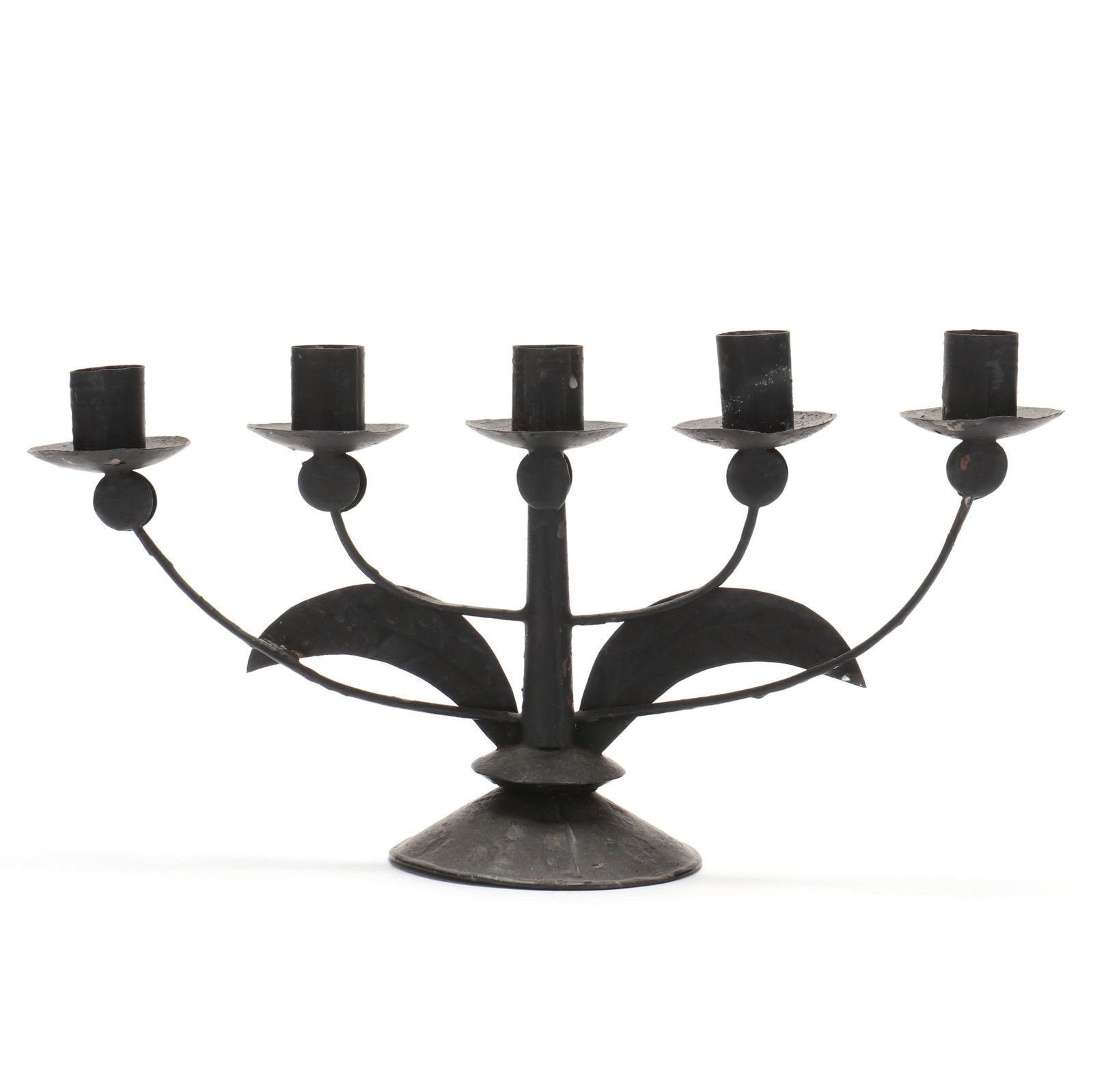 AN AMERICAN TINWARE CANDELABRAAn