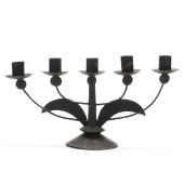 AN AMERICAN TINWARE CANDELABRA